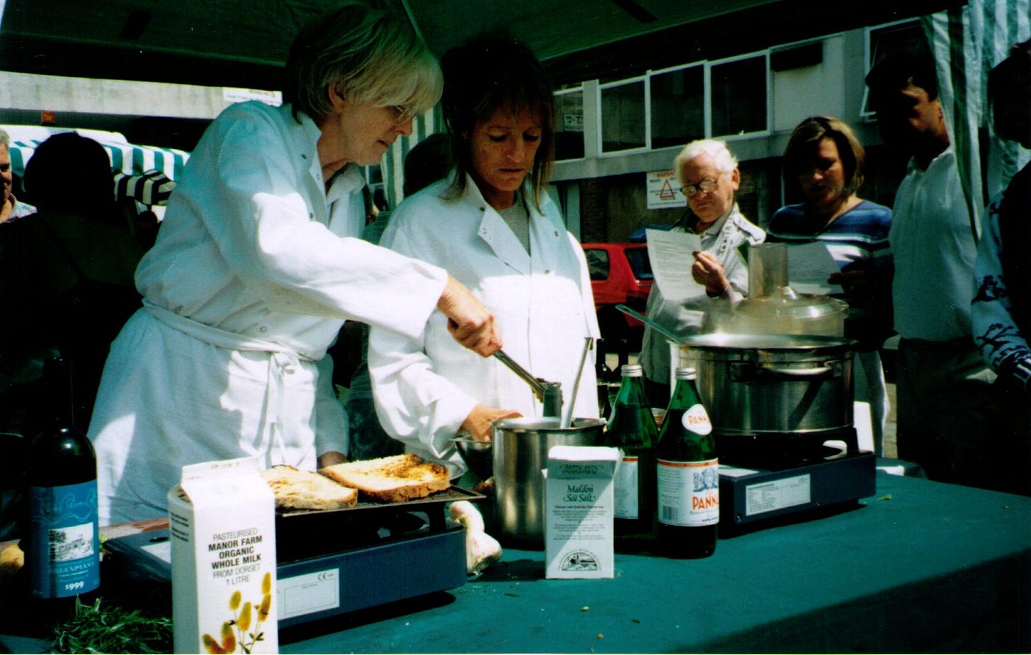 Rose Gray and Ruth Rogers giving a demo at Notting Hill Farmers Market.