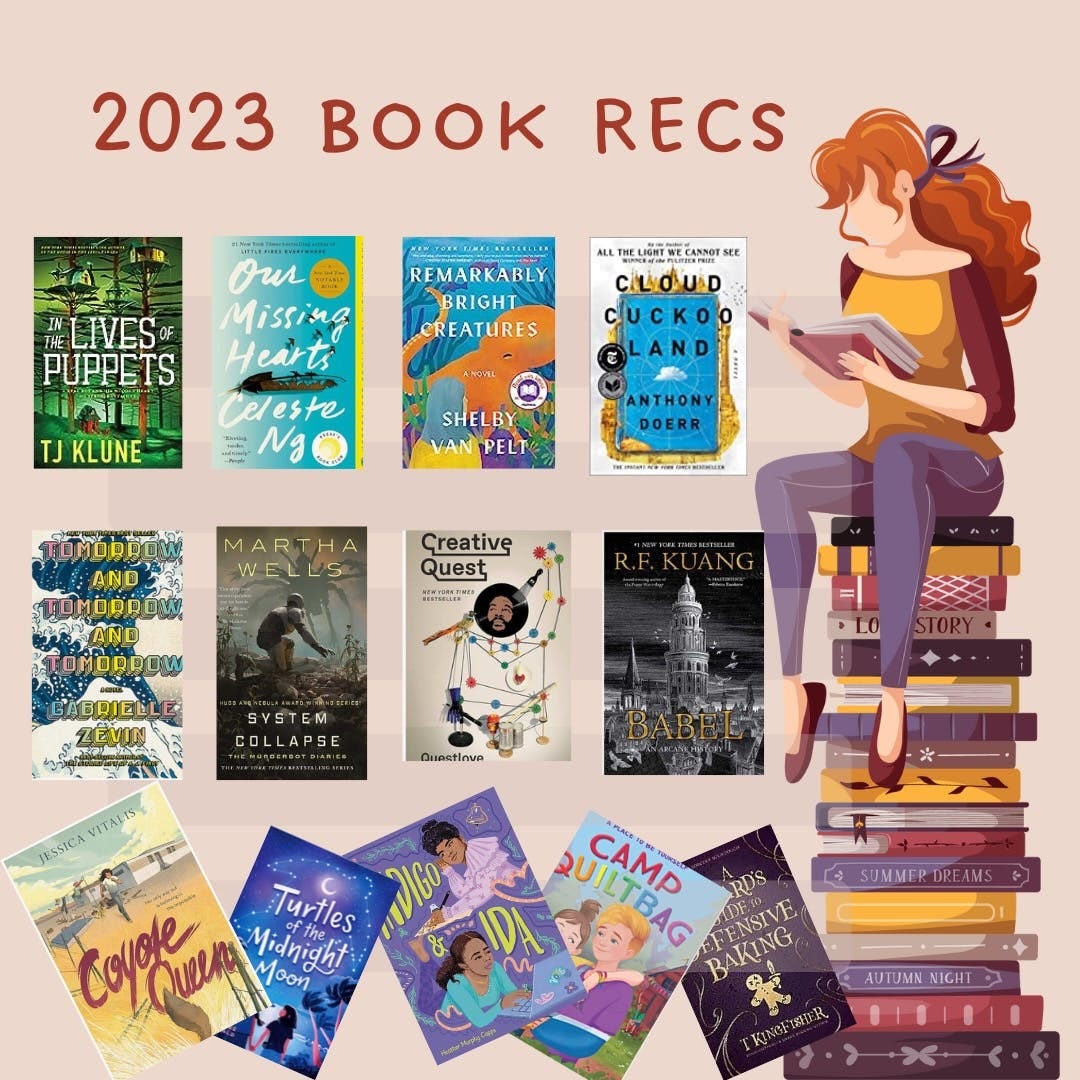 An image with the book jackets from some of my favorite reads from 2023.