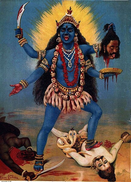 image: Goddess Kali trampling God Siva