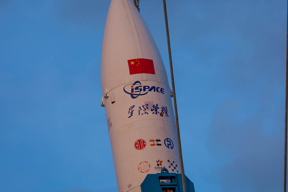 iSpace’s Hyperbola-1 vehicle being moved to a vertical position ahead of launch early in its operational history.