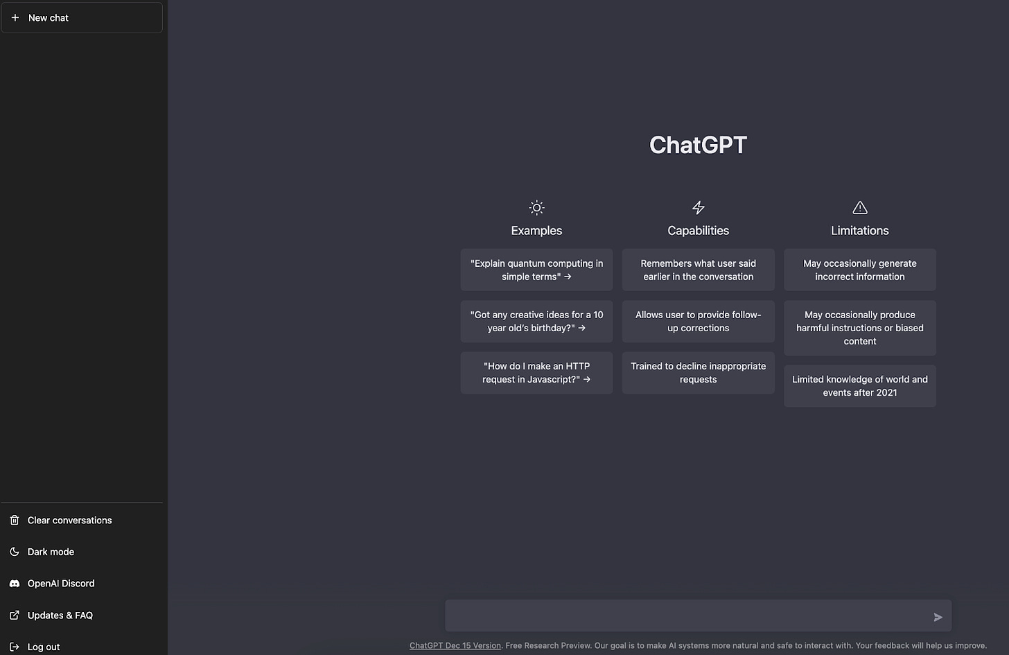 ChatGPT v1.0 from December, 2022