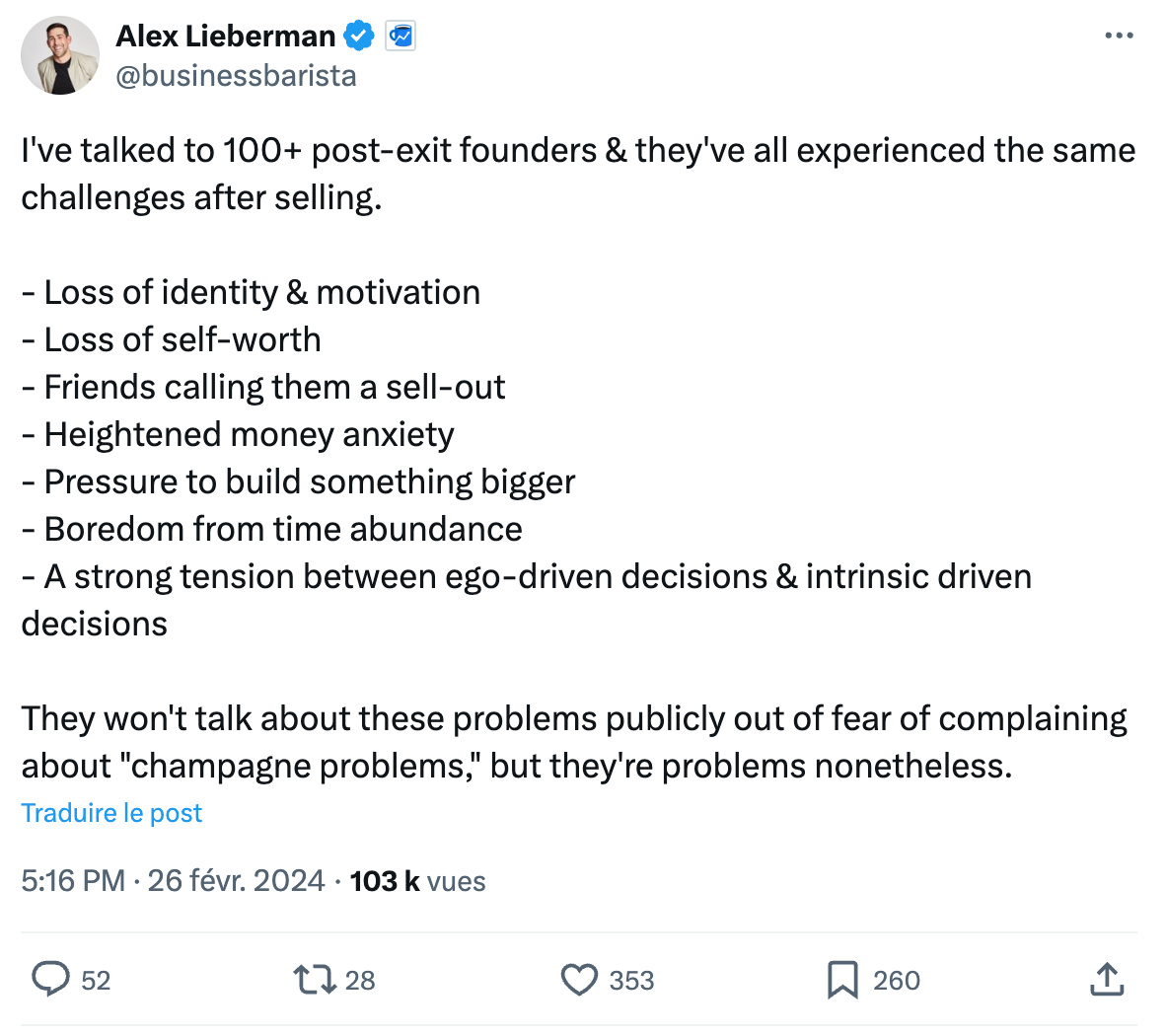 Tweet from Alex Lieberman