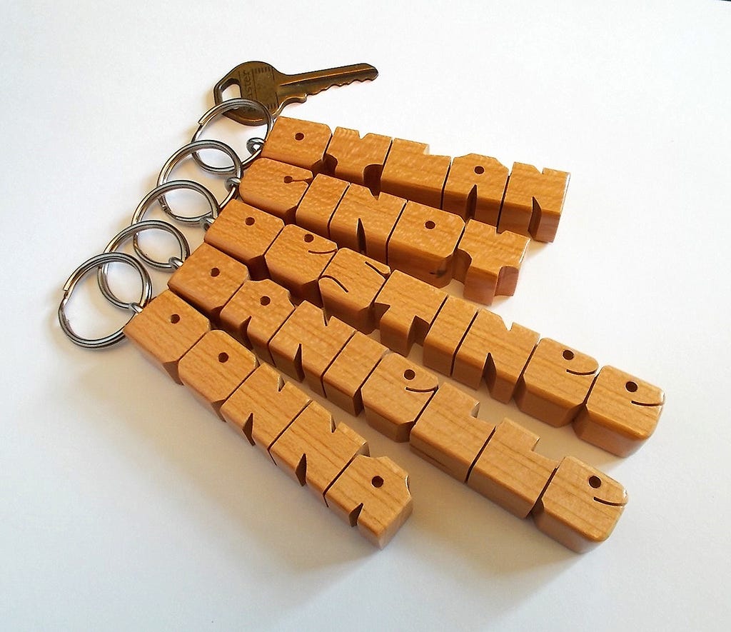 Cherry Wood Name Keychains