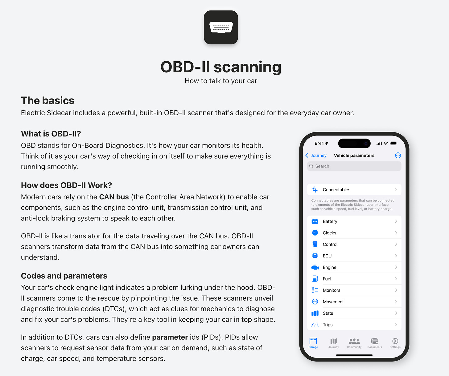 OBD-II scanning, how to talk to your car. Screenshot of the new article