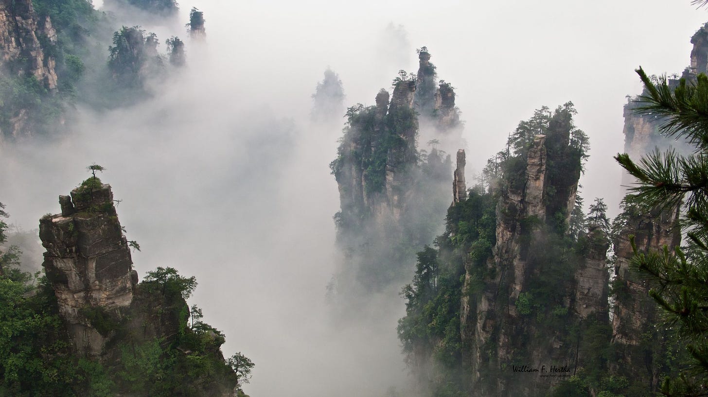 Walking through the Tianzi Mountains