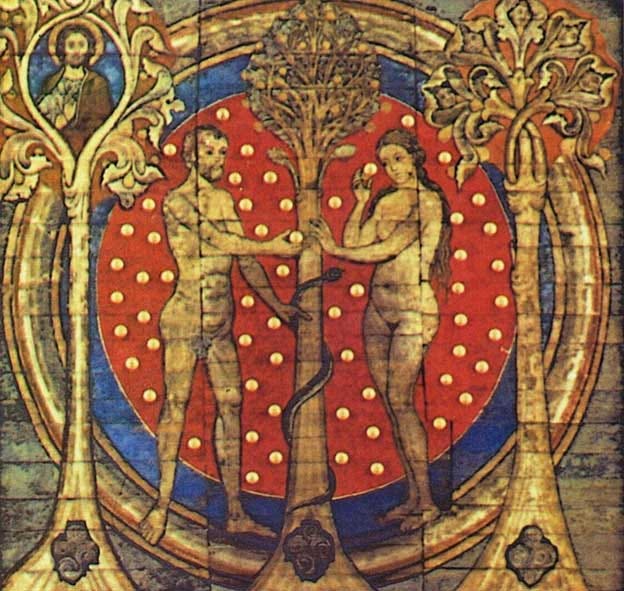 Adam and Eve: Benedictine monastery St. Michael's Church, Hildesheim, Germany (Public Domain)