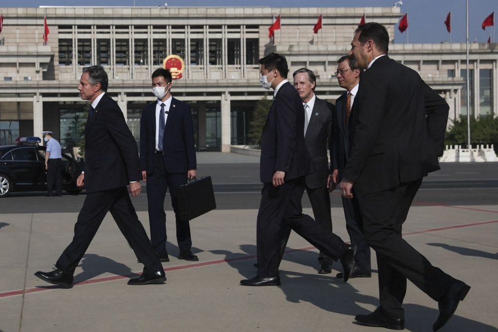 U.S. Secretary of State Antony Blinken arrives in Beijing, China.