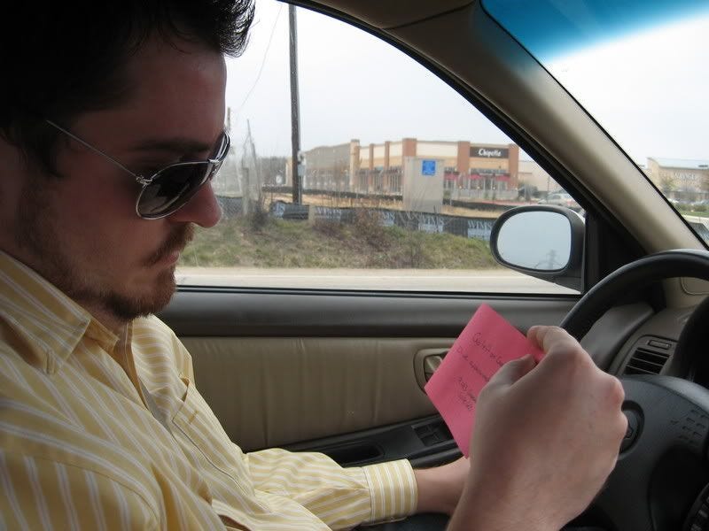 Daniel reads his card to find out where they're headed next. Daniel reads his card to find out where they're headed next.