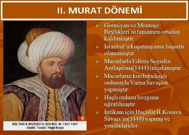 2. Murat Dönemi İsyanlar ve Savaşlar Maddeler Halinde – Tarih Portalı