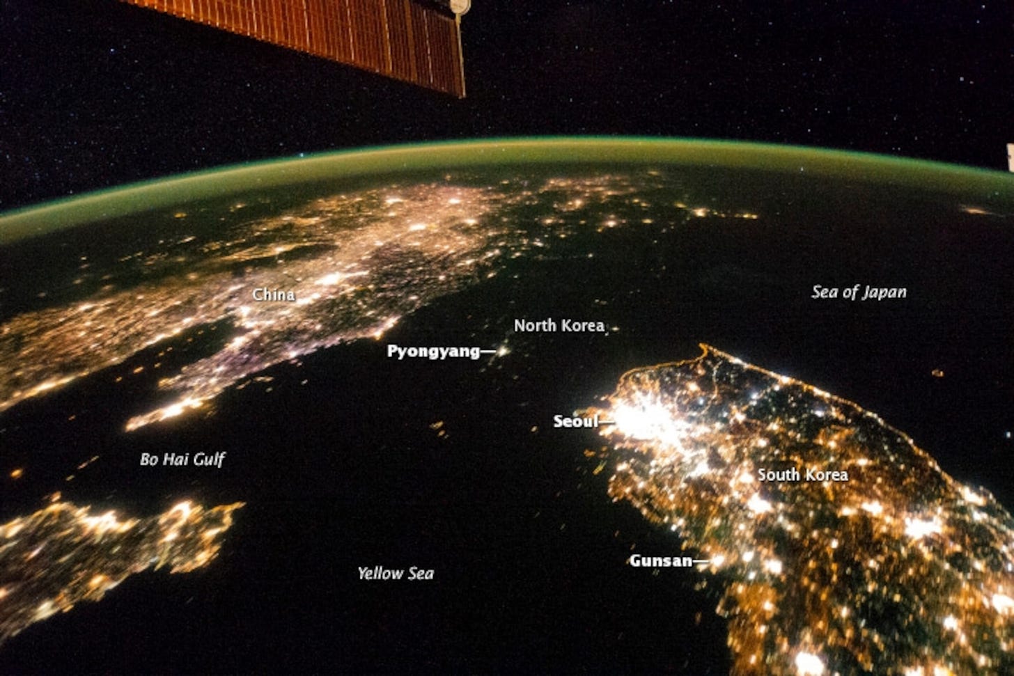 New Space Station Photos Show North Korea at Night, Cloaked in Darkness
