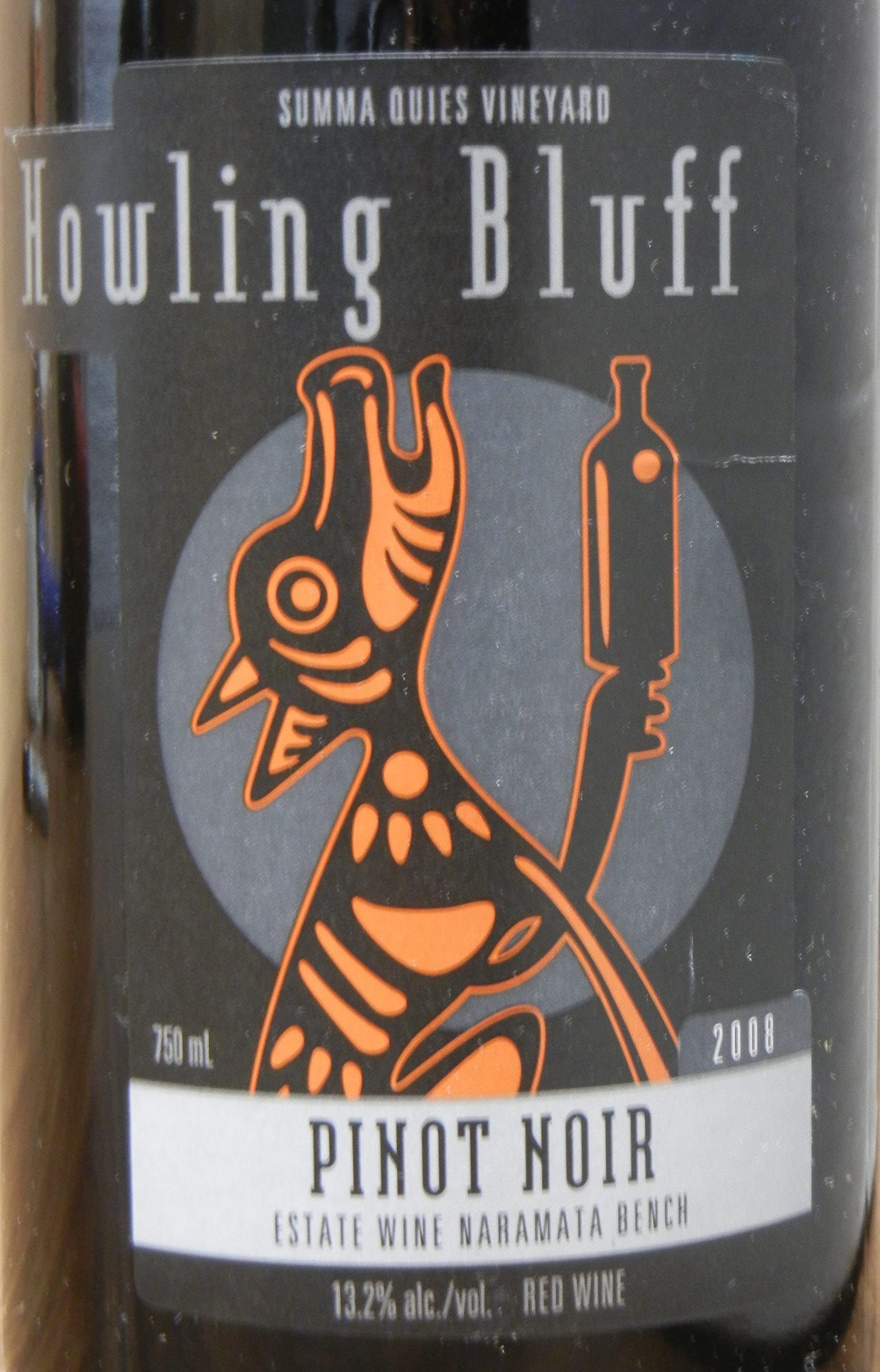 Howling Bluff Summa Quies Pinot Noir 2008 Label - BC Pinot Noir Tasting Review 4