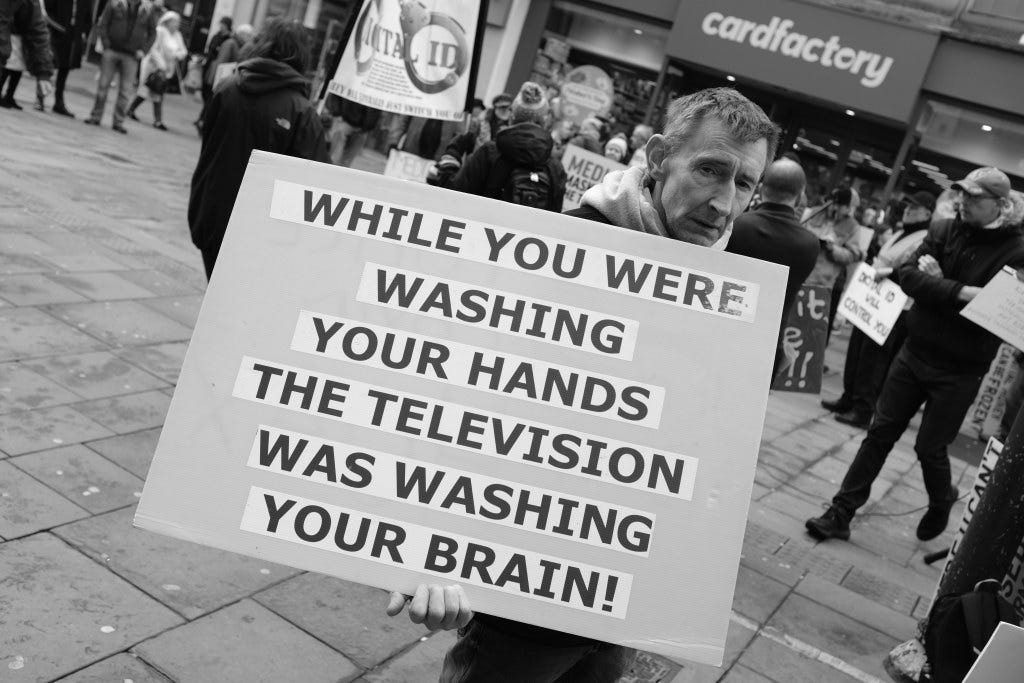 While you were washing your hands the television was washing your brain
