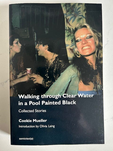 The cover of Walking through Clear Water in a Pool Painted Black by Cookie Mueller