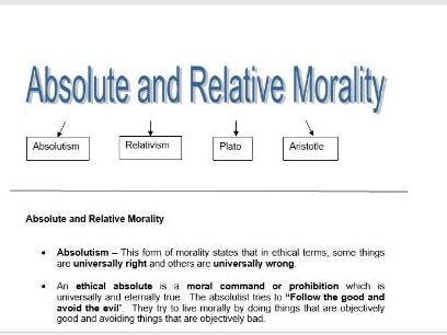 Information sheets on Absolute and Relative Morality - Plato & Aristotle |  Teaching Resources