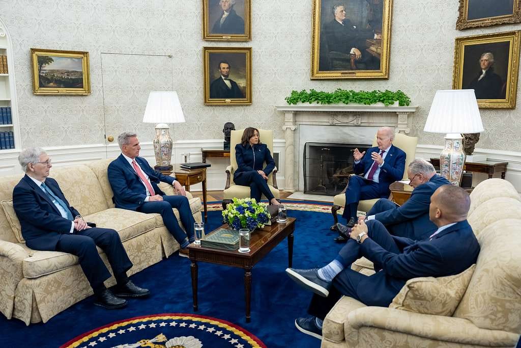 President Joe Biden hosts Leader Chuck Schumer, Leader Mitch McConnell,  Speaker Kevin McCarthy, and Leader Hakeem Jeffries - PICRYL - Public Domain  Media Search Engine Public Domain Search