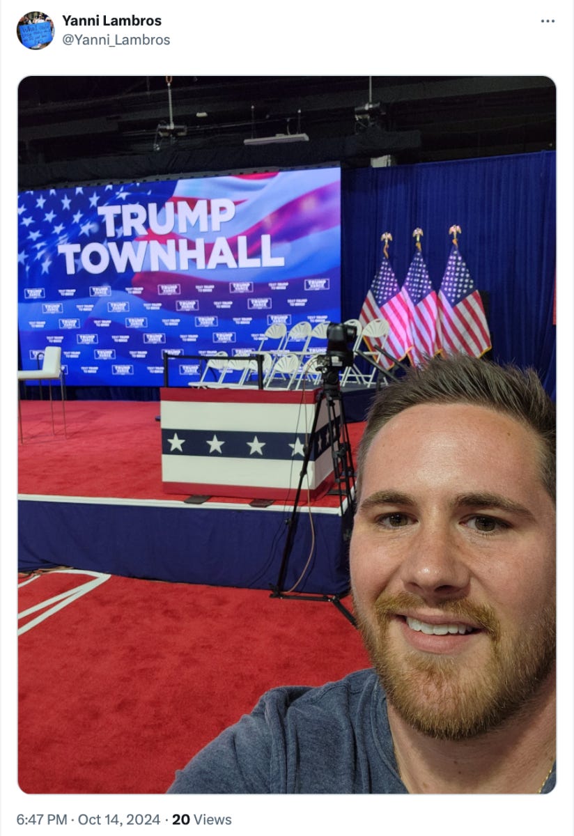 Yanni Lambros at Trump's Pennsylvania town hall