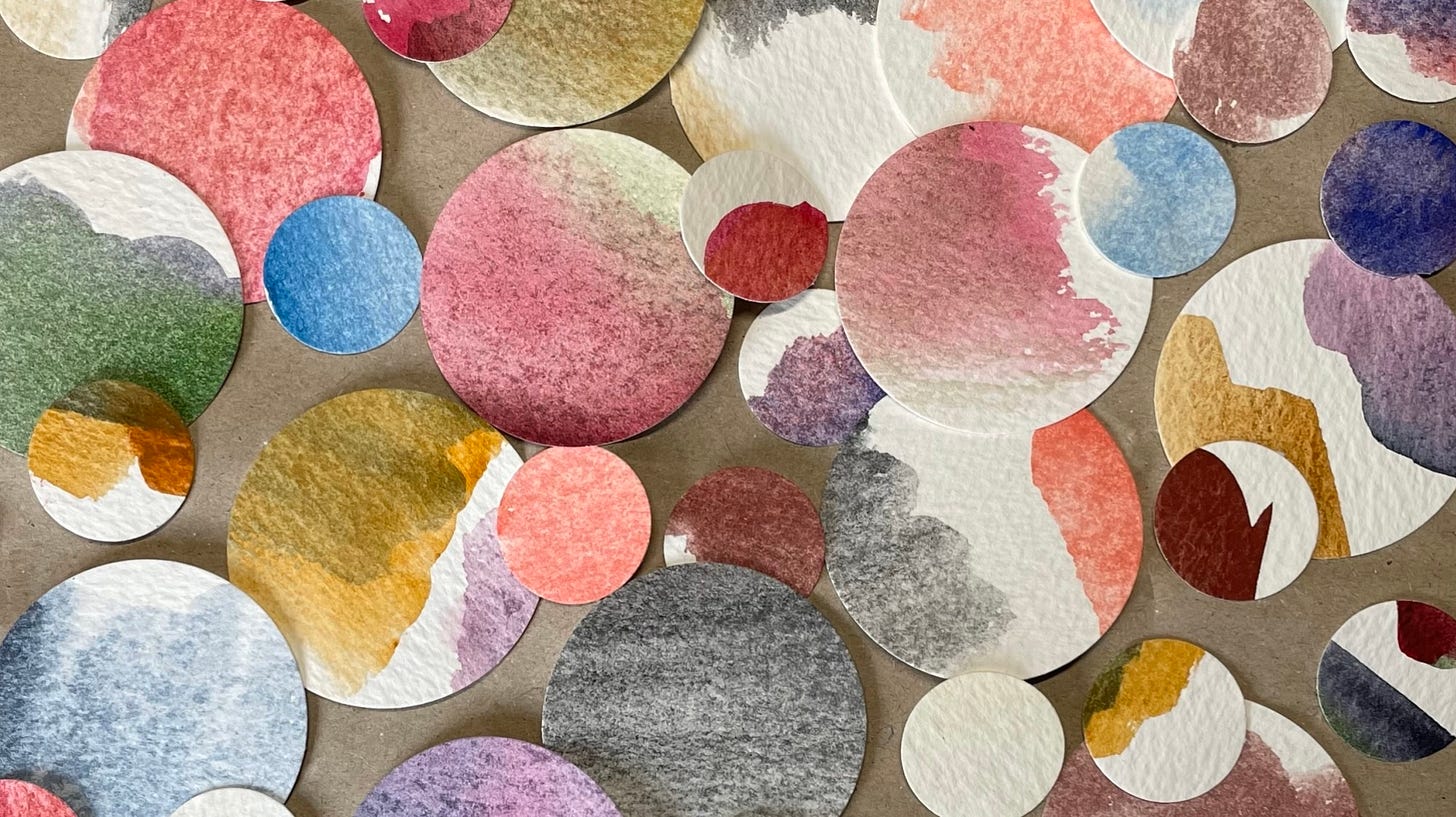 Circles with watercolour paints