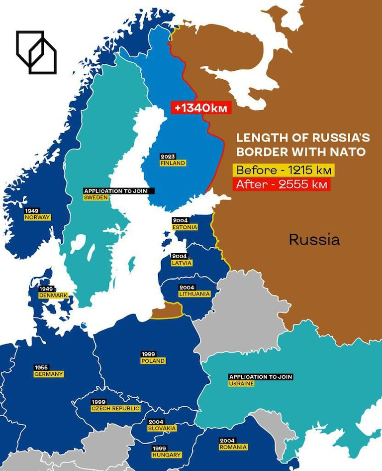 Map of Russia’s new border with NATO now that Finland is in NATO!
https://redd.it/12bfjhy
@r_interestingasfuck