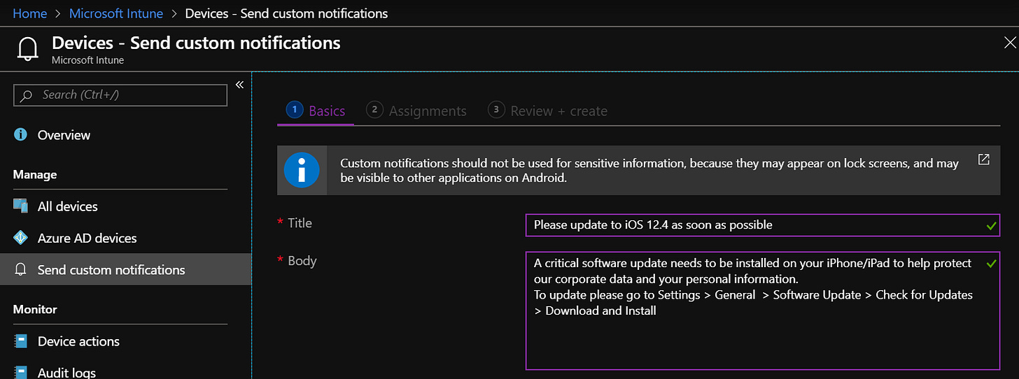 Intune custom notifications Intune custom notifications