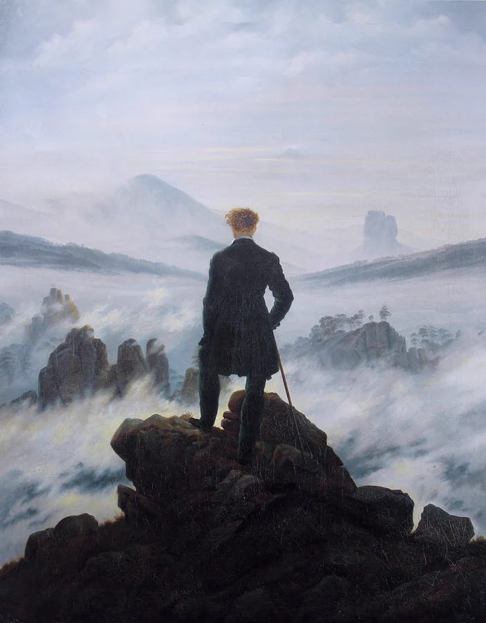 The Wanderer Above a Sea of Fog by Caspar David Friedrich (1818)