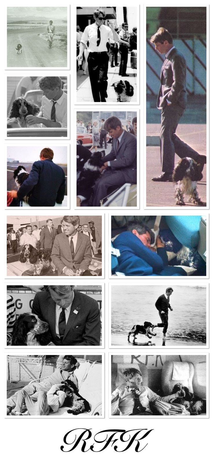 This may contain: a collage of black and white photos with men in suits