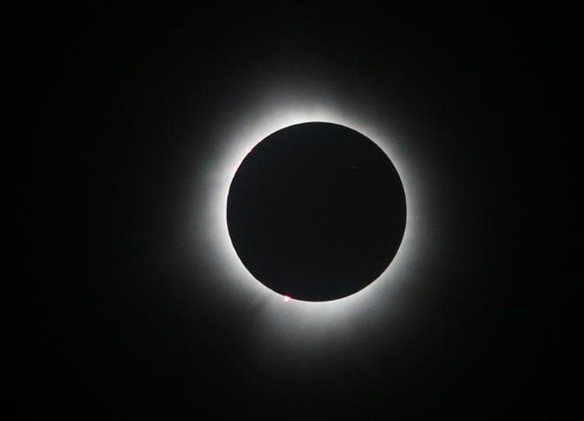 Totality in Akron on Monday, April 8, 2024.