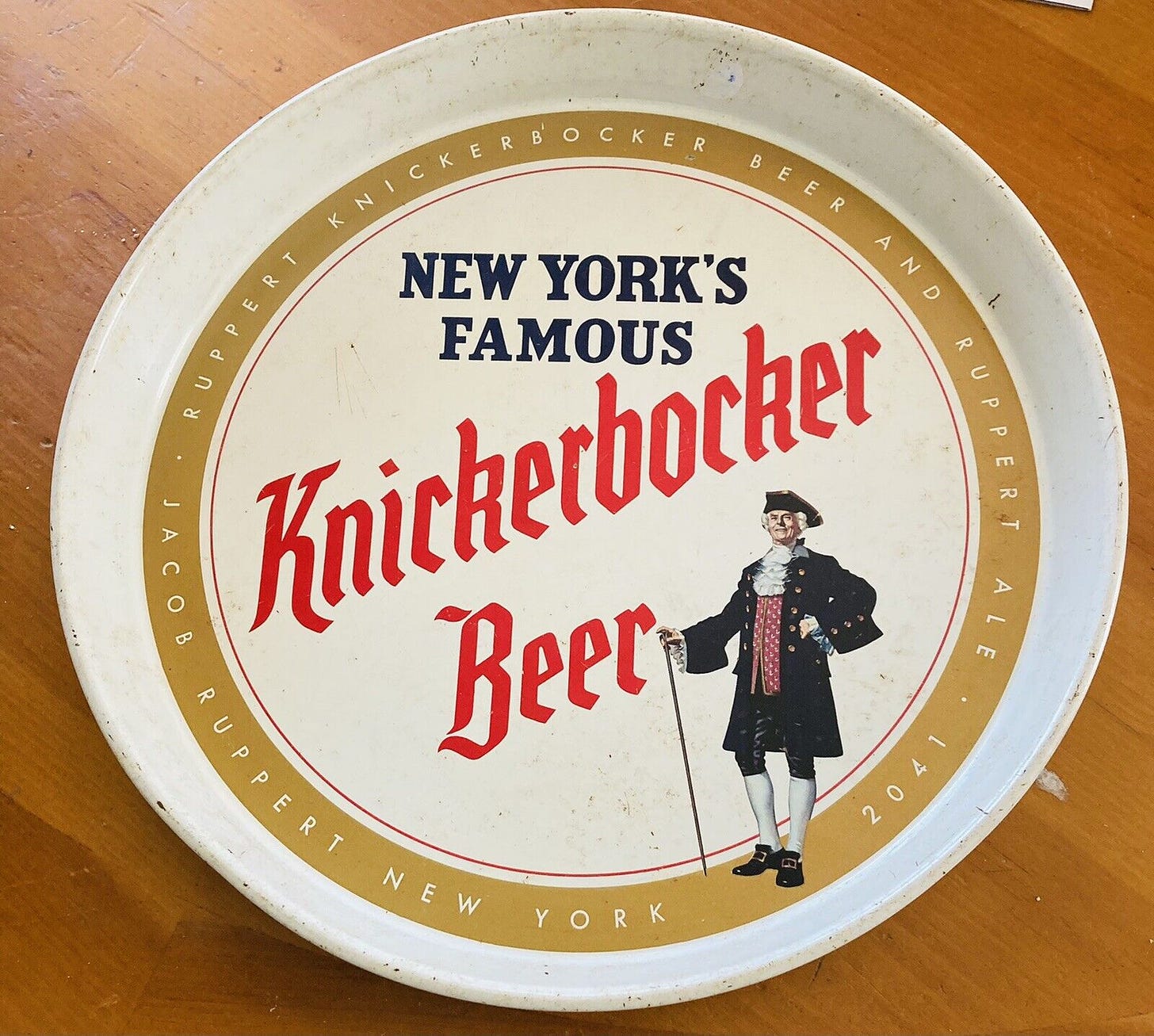 Vintage Ruppert Knickerbocker Beer Tray New York's Famous. Comes W/ Wall  Hanger