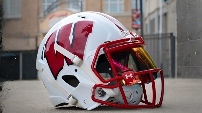 Wisconsin Badgers football helmet outside of Camp Randall Stadium 