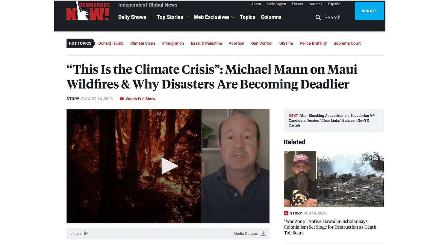 Micheal Mann on Maui Wildfire and why Disasters are becoming Deadlier
