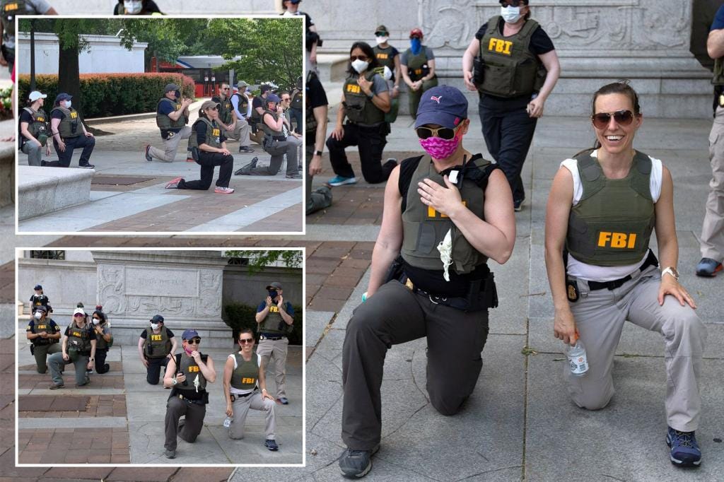 FBI Agents Association rewarded agents who took a knee in front of BLM