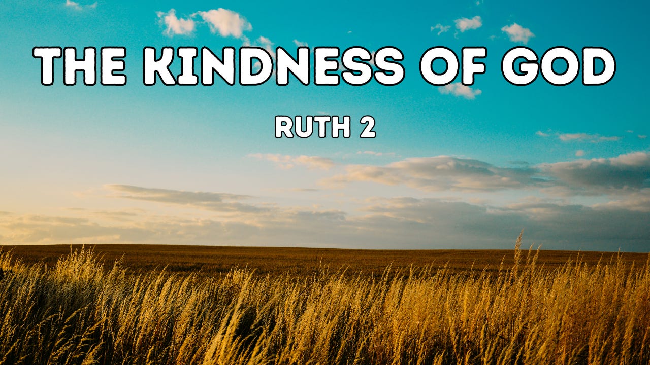 The words "The Kindness of God" over a field of yellow grain.