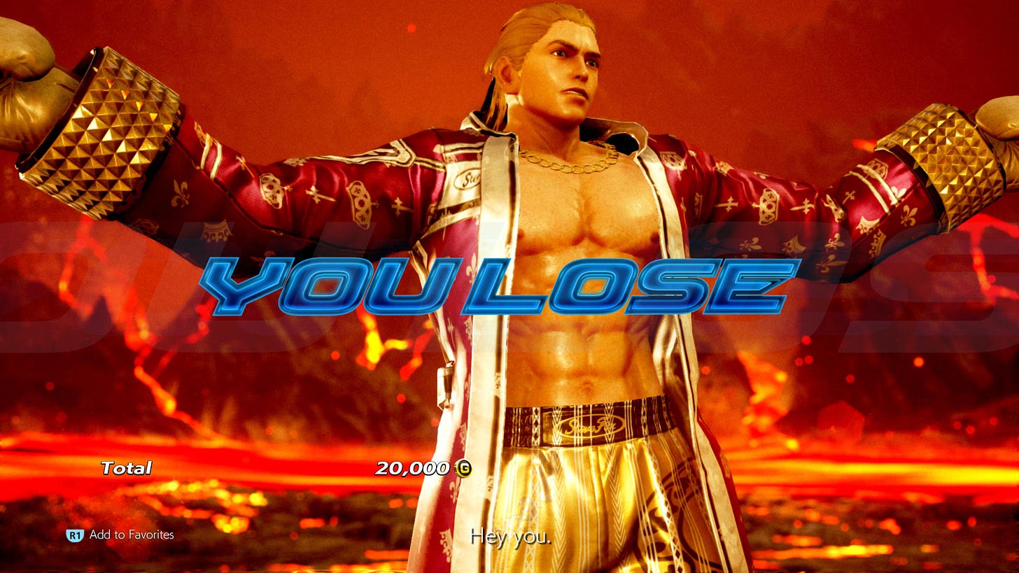 You Lose screen in Tekken 7