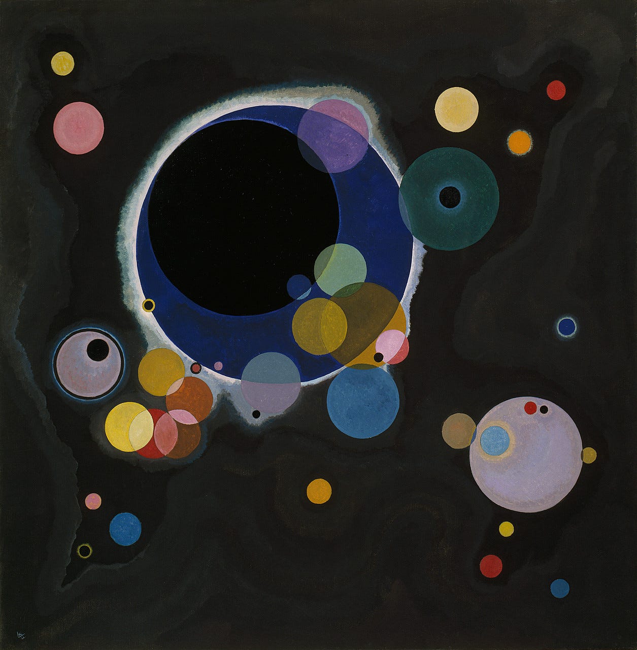 Vasily Kandinsky, Several Circles, January–February 1926. Oil on canvas, 55 3/8 x 55 1/4 inches (140.7 x 140.3 cm)