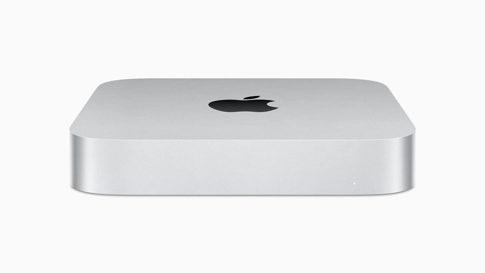 The new Mac mini is shown.