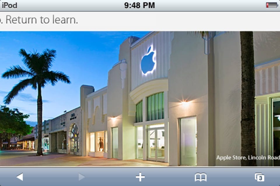 Apple Lincoln Road in a screenshot of Mobile Safari on an iPod touch.