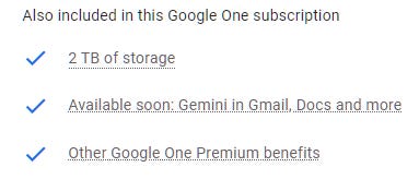 Google One Premium benefits