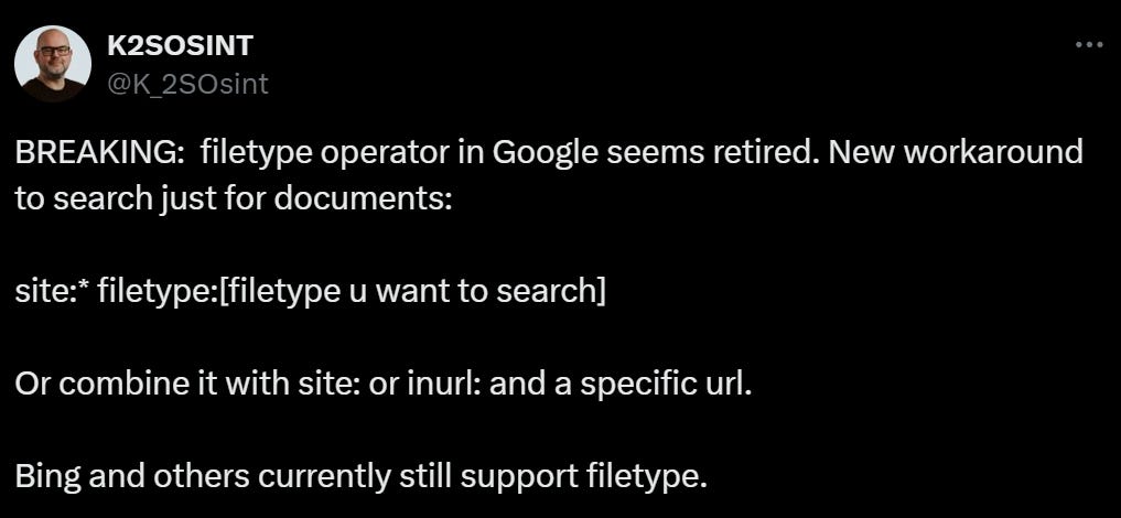 Google Glitch Filetype