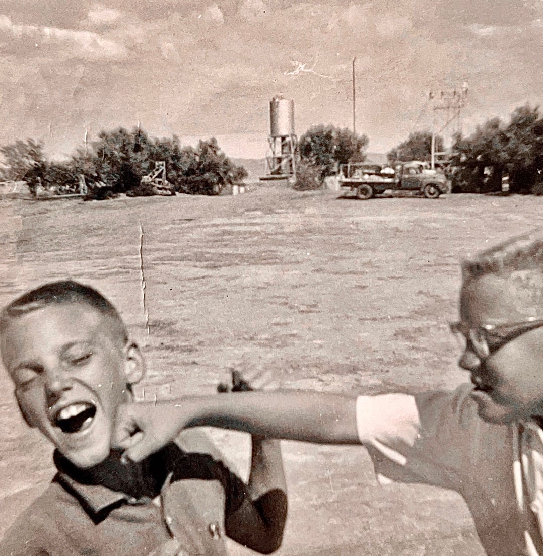 “Greg feels my wrath.” 📸: Immanuel Mission near Sweetwater, Arizona. 1961.