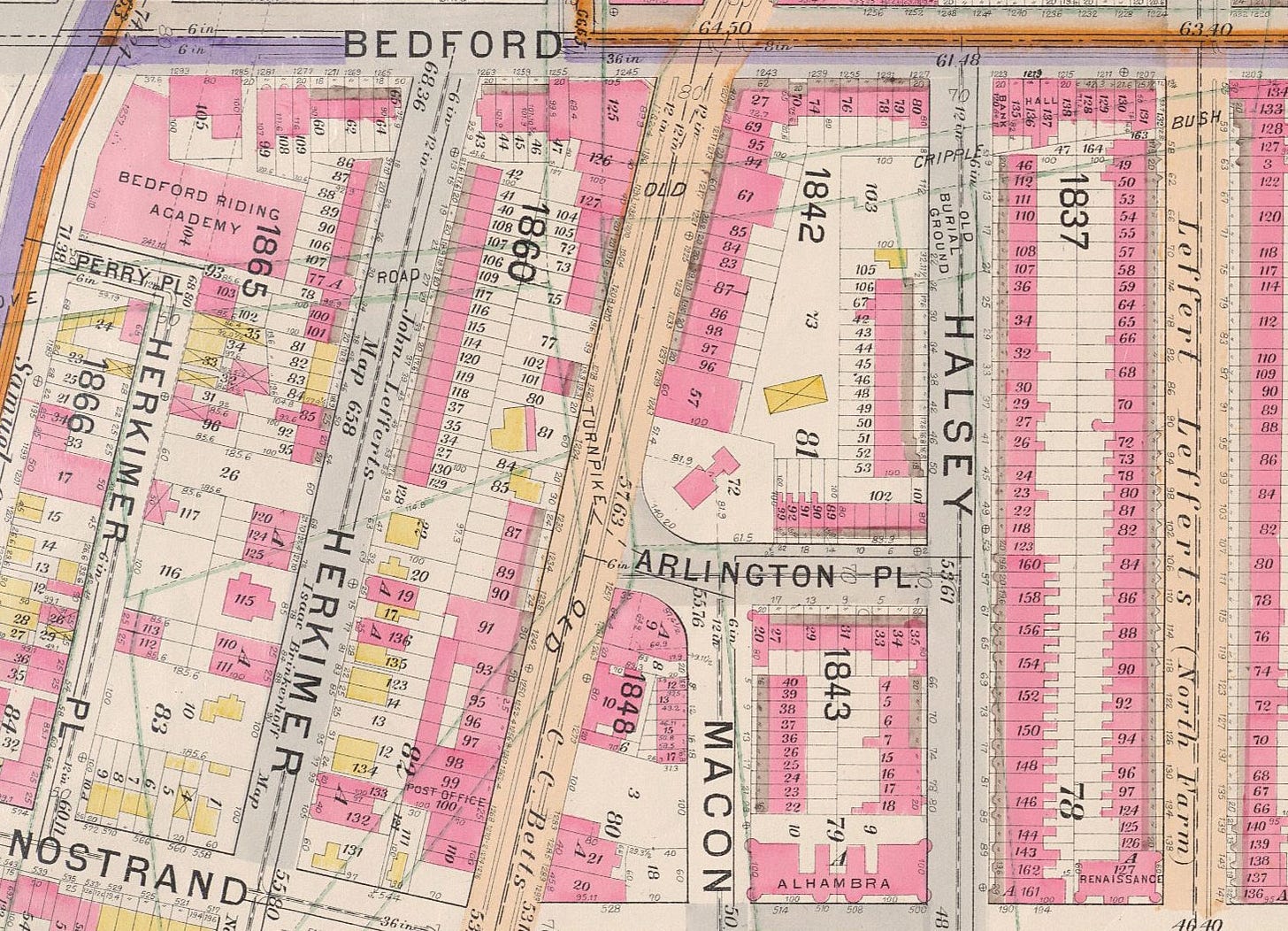 map showing the block filled with newer buildings map showing the block filled with newer buildings