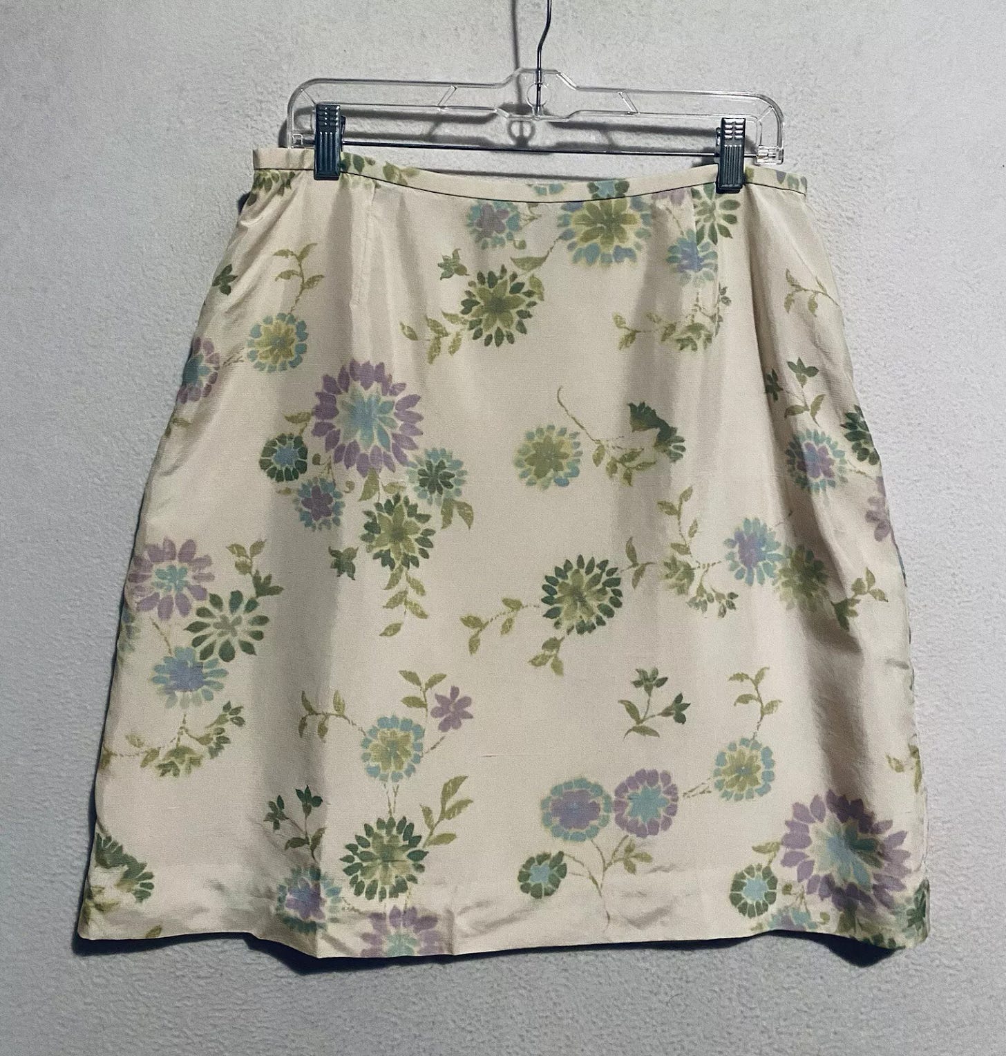 Vintage Ann Taylor Skirt Womens 14 Ivory Floral Silk Mini Pencil 90s Feminine - Picture 1 of 6