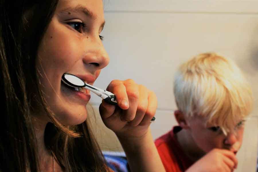 brushing teeth together