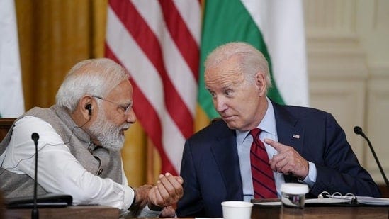 Prime Minister Narendra Modi with US President Joe Biden. (AP)