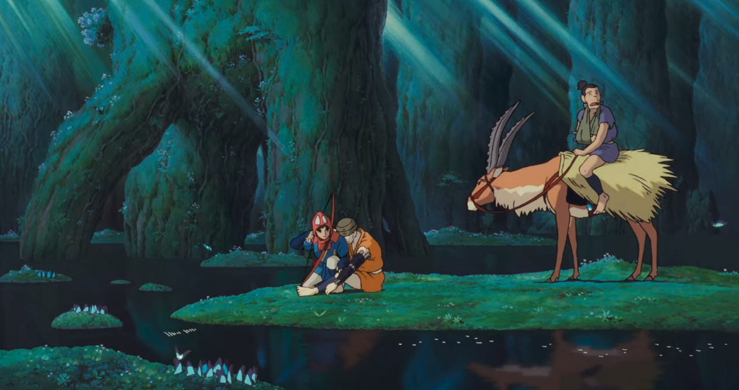 An image of a forest from Princess Mononoke.