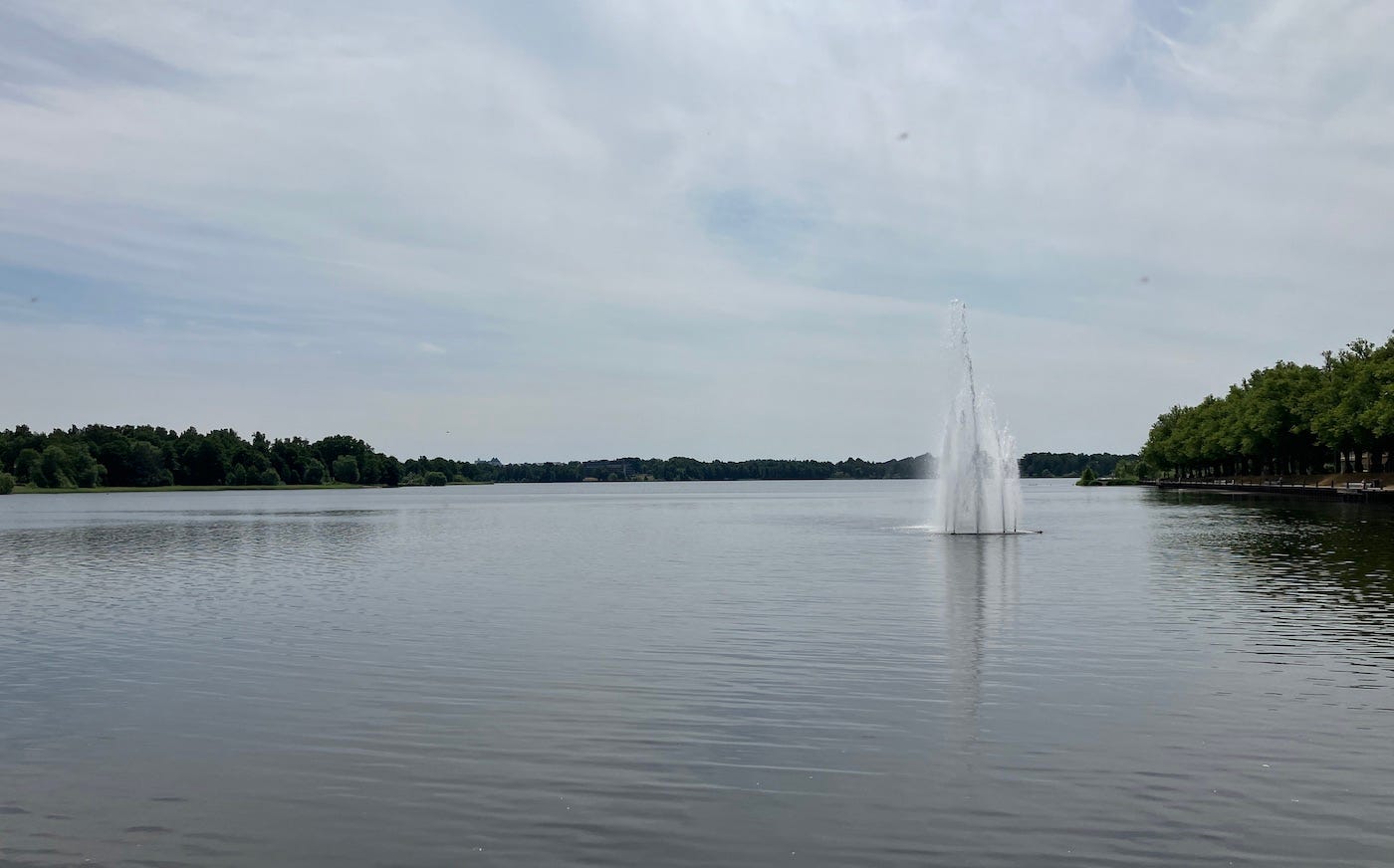 Växjösjön lake with a fountain in one corner