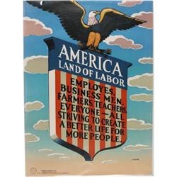 America, Land of Labor Propaganda Poster.