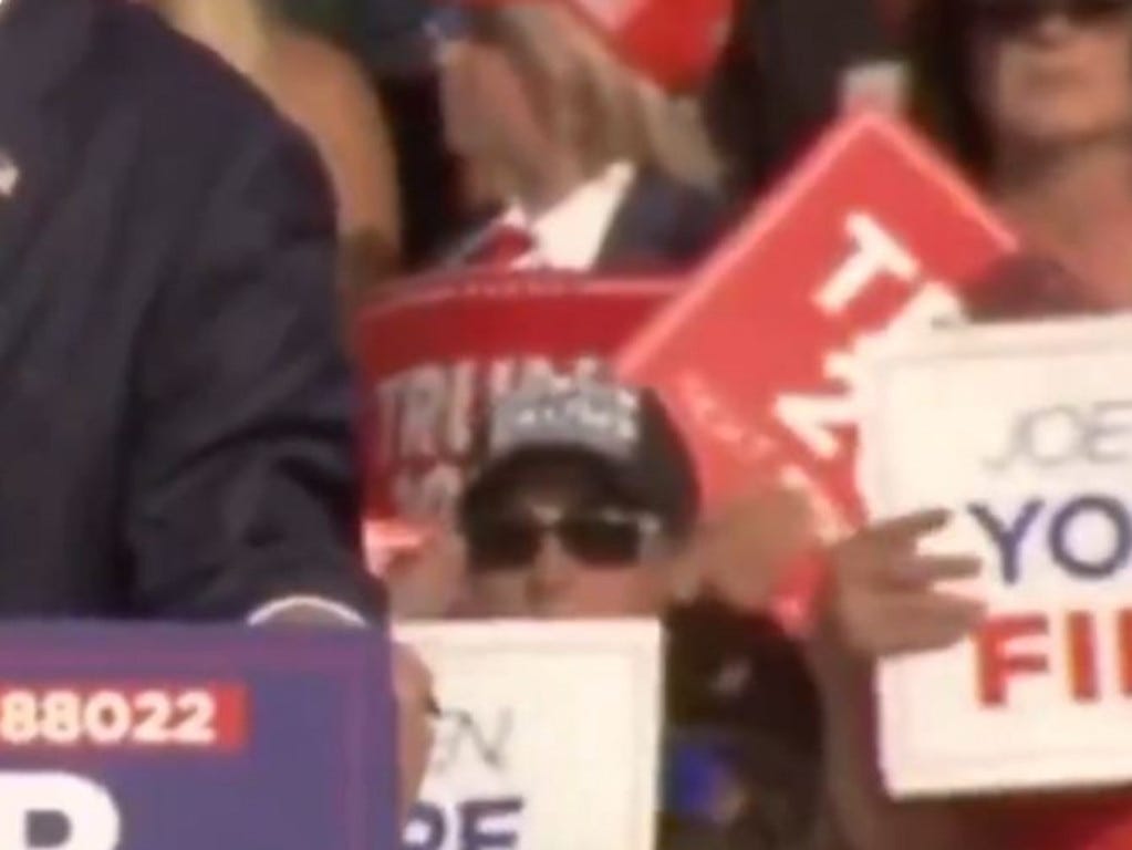 Woman goes viral for behaviour at Trump rally. Picture: X