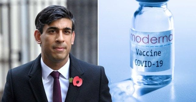 Rishi Sunak refuses to say whether he will profit from Moderna vaccine | Metro News