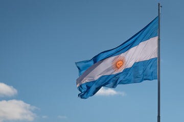 BANDERA ARGENTINA FLAMEANDO HACIA LA DERECHA. FOTOGRAFIA HORIZONTAL, COLOR.  Stock Photo | Adobe Stock