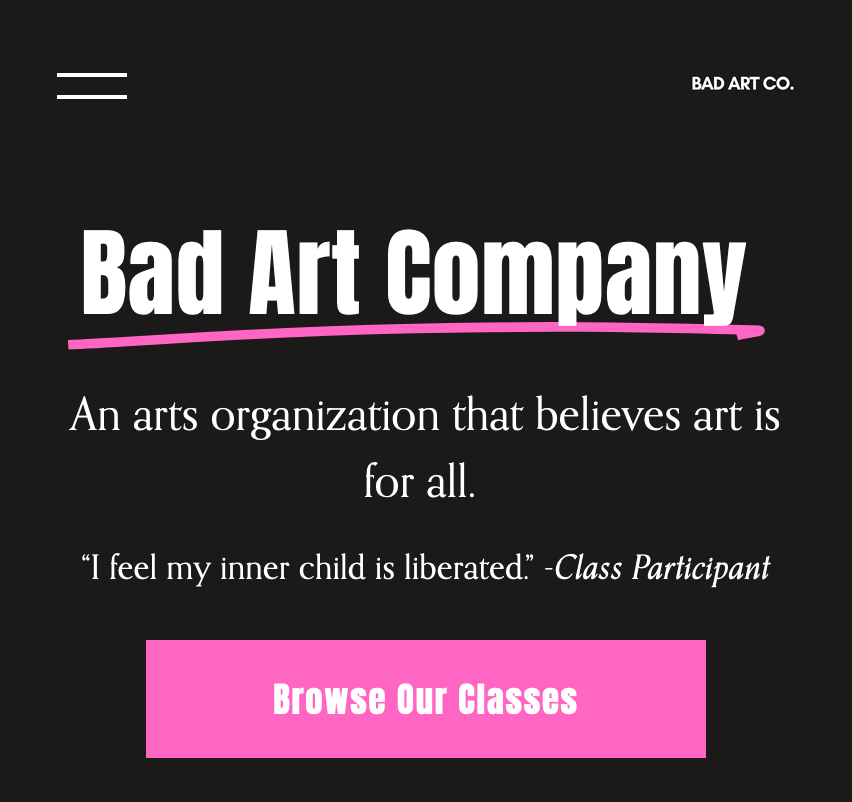 Front page of badartcompany.online