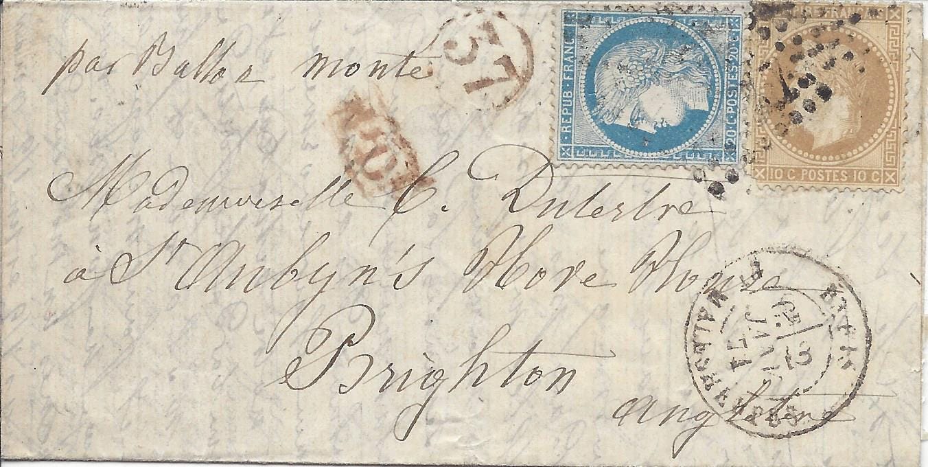 1871 letter from Paris to England